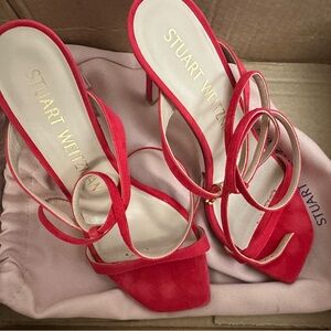 STUART WEITZMAN Ellsie Wrap Around Strap Sandal LIPSTICK RED